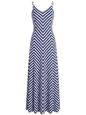 Polo Ralph Lauren Navy & White Chevron Dress - Classic Striped Summer Dress | XS